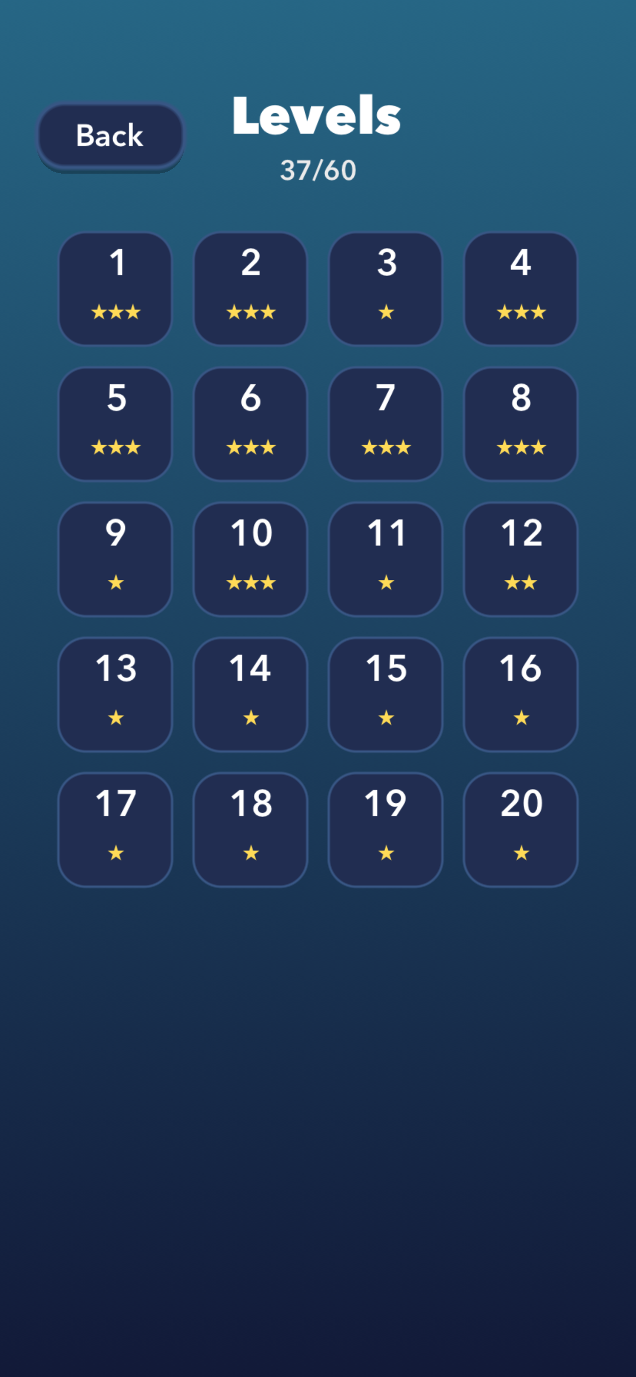 Tiny Tether level select screen